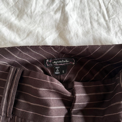 My Michelle Low-Rise Striped Office Siren Straight Fit Trousers - Size S