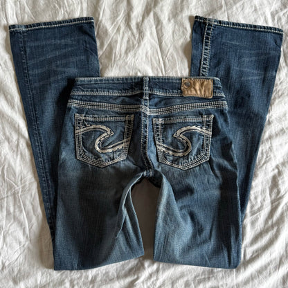 Silver Low-Rise Medium Wash Straight Fit Jeans - Size S