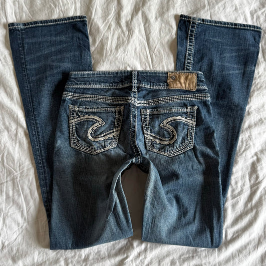 Silver Low-Rise Medium Wash Straight Fit Jeans - Size S