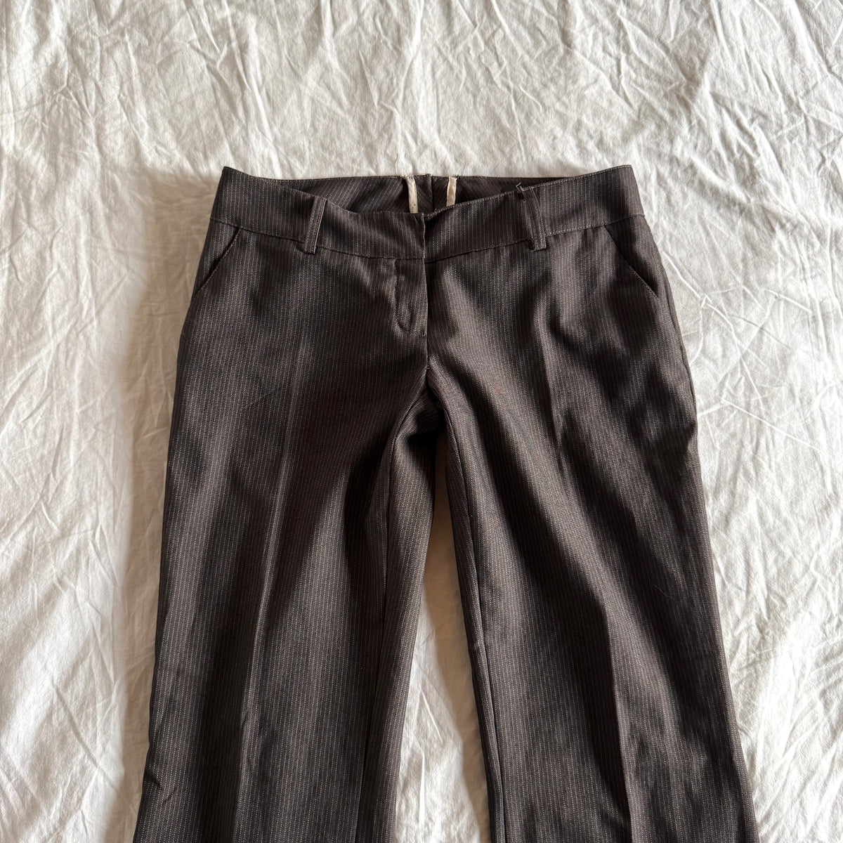 Vero Moda Low-Rise Office Siren Pinstriped Bootcut Trousers - Size S