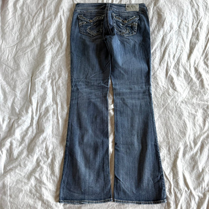 Silver Low-Rise Medium Wash Straight Fit Jeans - Size M