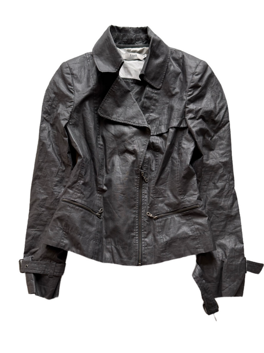 Grey Vintage Faux Leather Jacket (M)