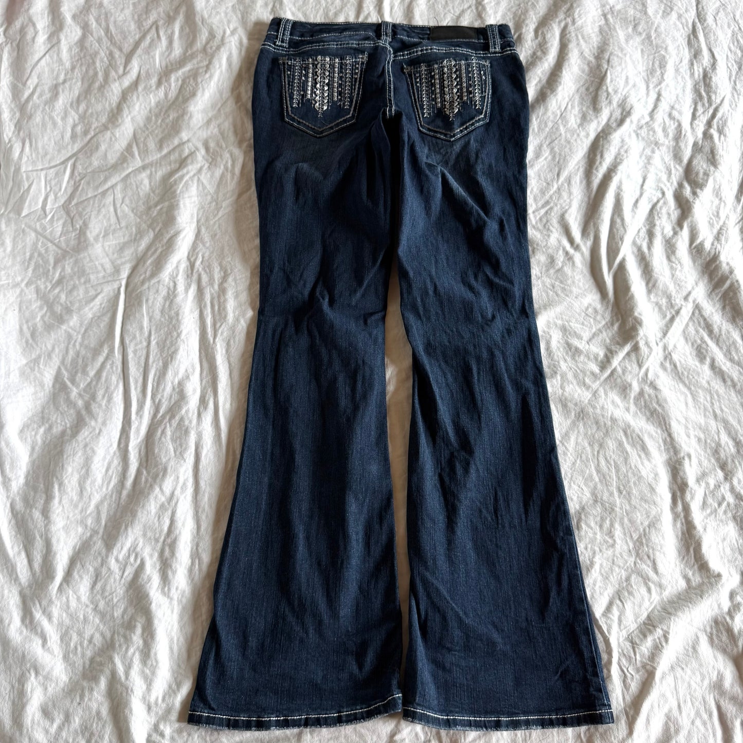 RUE21 Low-Rise Ripped Dark Wash Bootcut Jeans - Size M