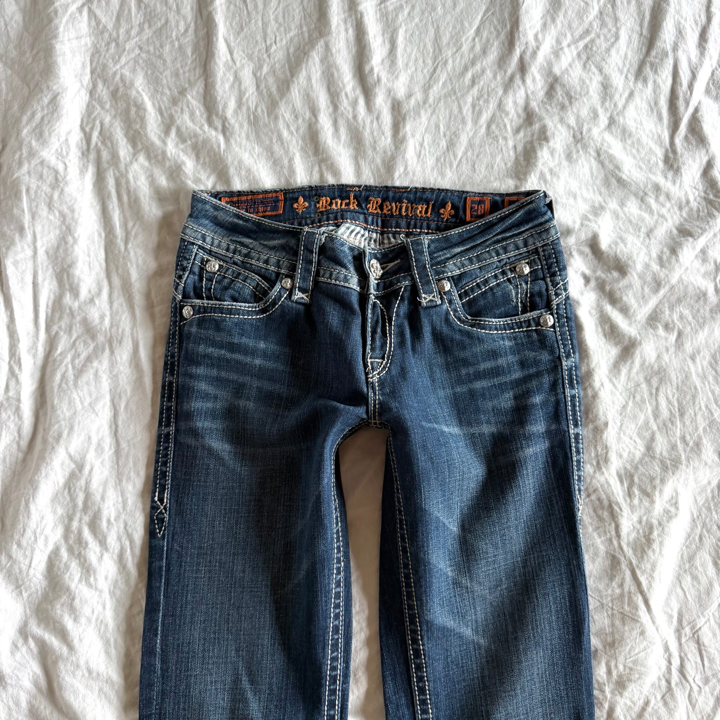 Rock Revival Low-Rise Dark Wash Bootcut Jeans - Size XS