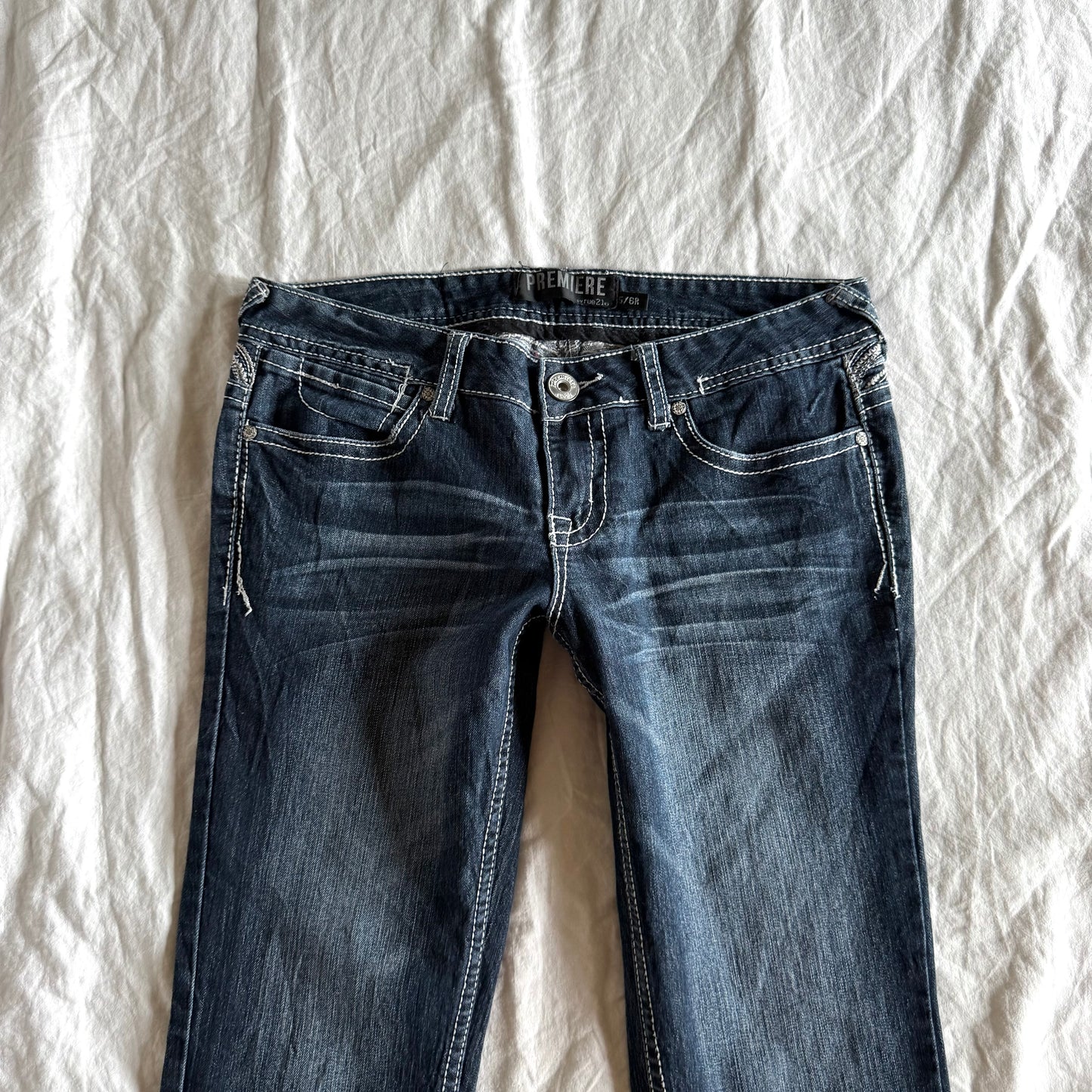 Premiere Low-Rise Dark Wash Bootcut Jeans - Size S/M