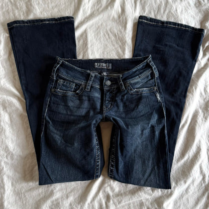 Silver Low-Rise Dark Wash Bootcut Jeans - Size XS