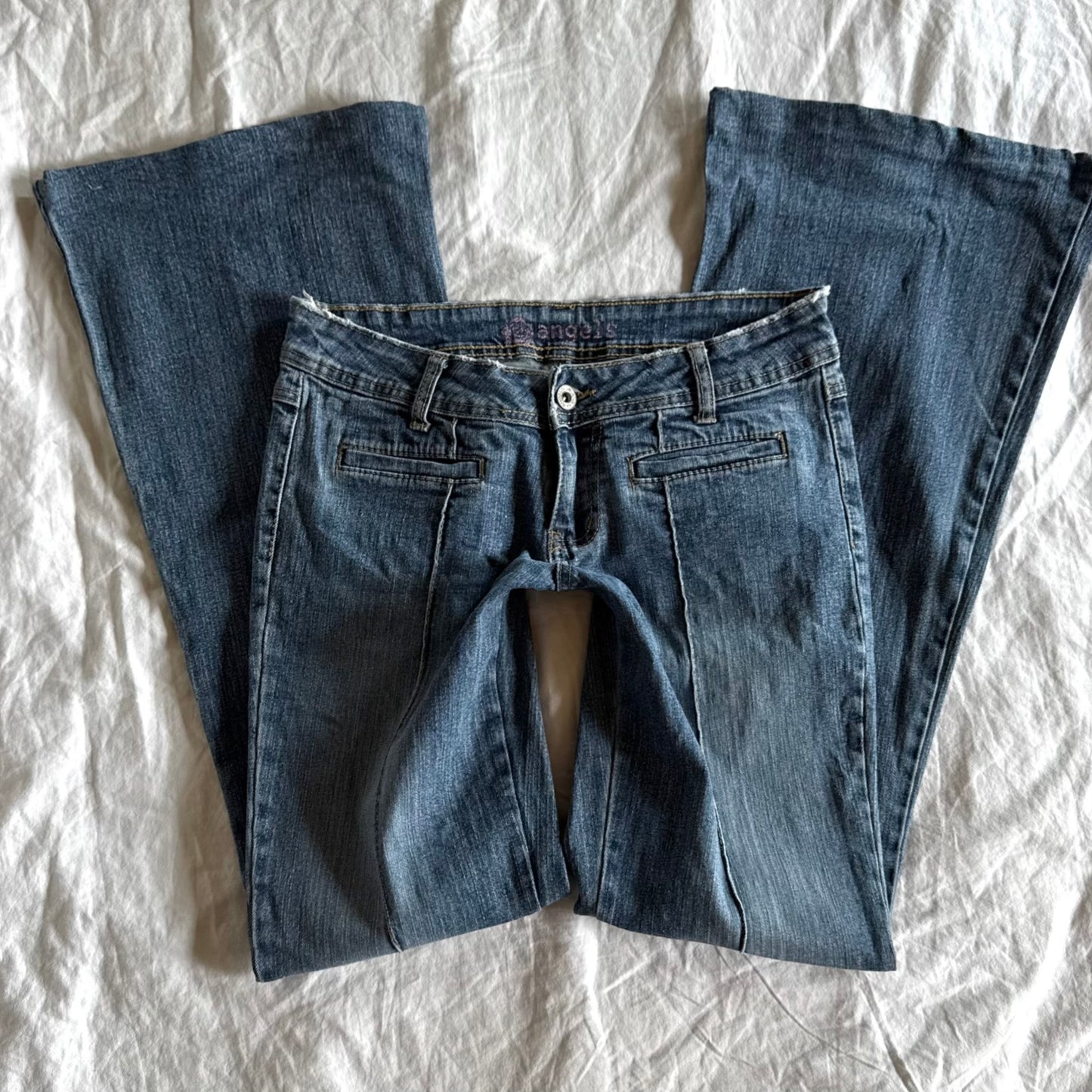 Angels Low-Rise Medium Wash Flared Jeans - Size XS/S