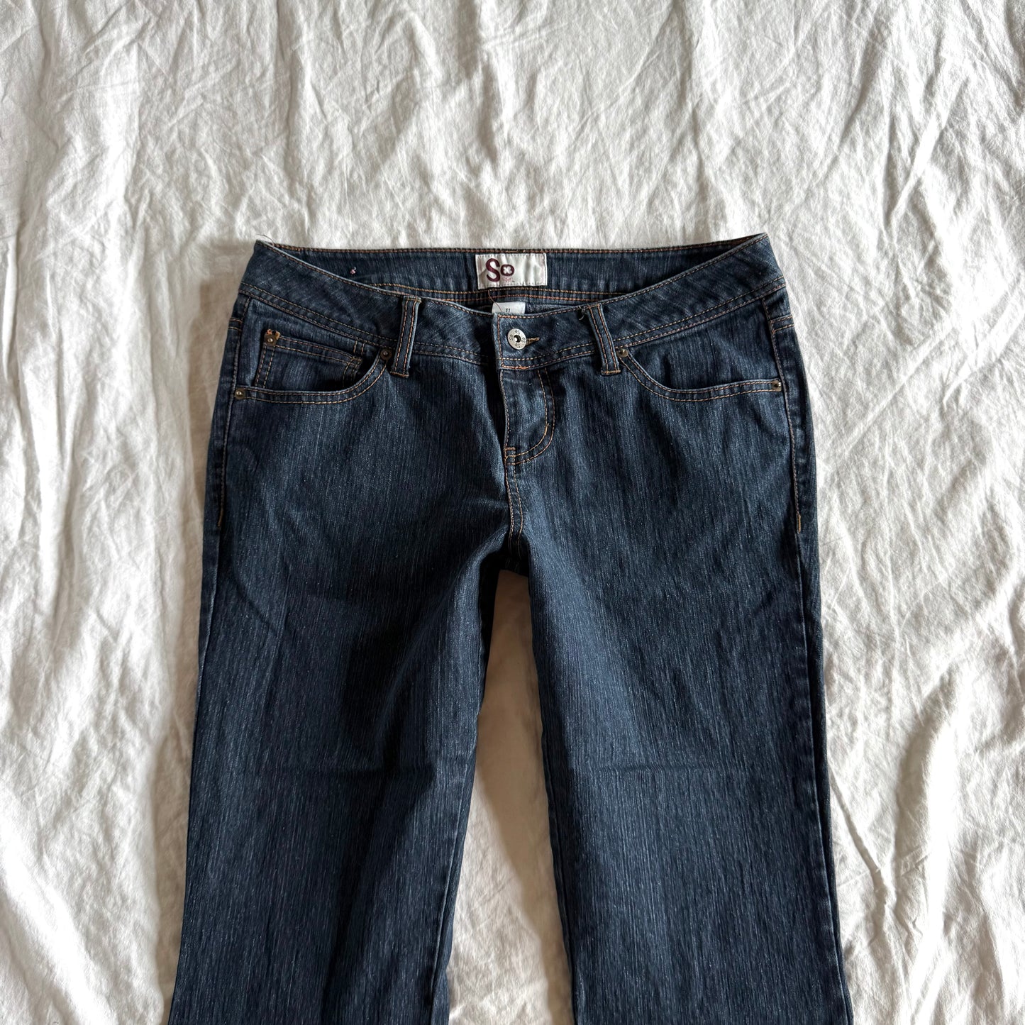 SO Low-Rise Dark Wash Flared Jeans - Size M/L