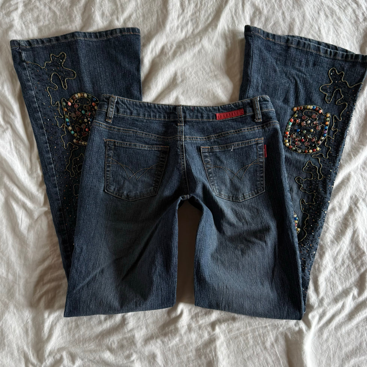 Identità Low-Rise Dark Wash Flared Jeans - Size S