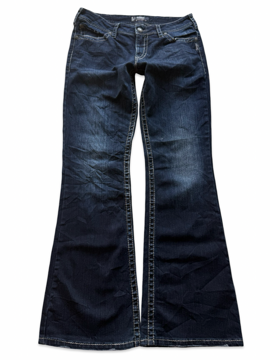 Silver Mid-Rise Straight Fit Jeans (L)