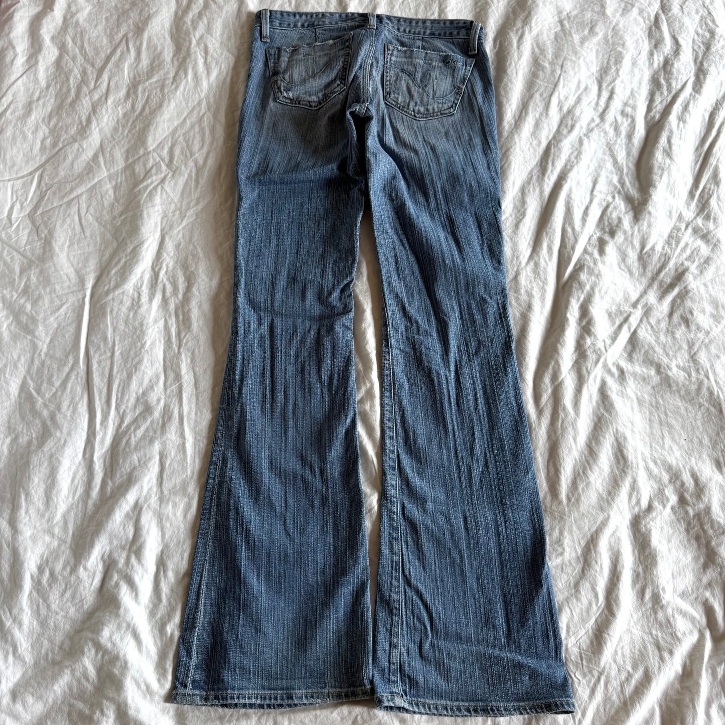 Sacred Blue Low-Rise Light Wash Flared Jeans - Size XS