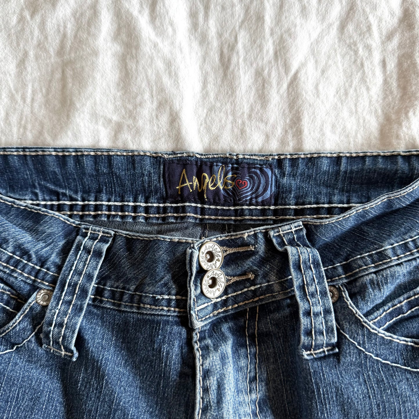 Angels Low-Rise Medium Wash Flared Jeans - Size XS
