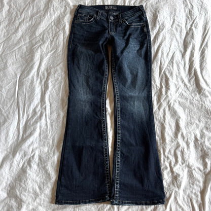 Silver Low-Rise Dark Wash Bootcut Jeans - Size XS
