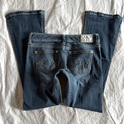 Express Low-Rise Dark Wash Straight Fit Jeans - Size S/M